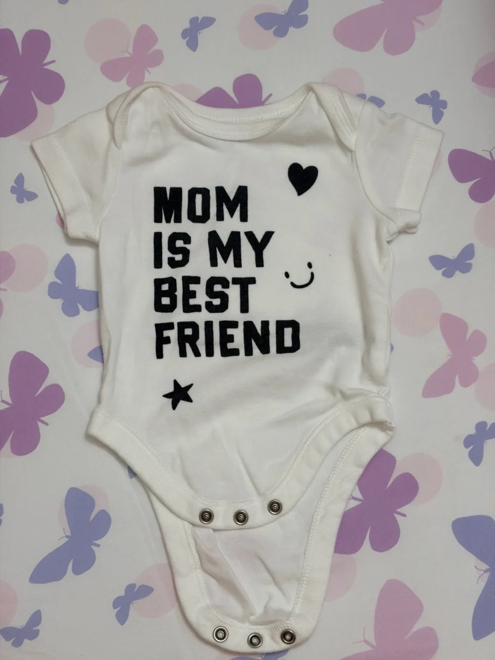 Old Navy White Kids One-Piece Bodysuit with Black Text